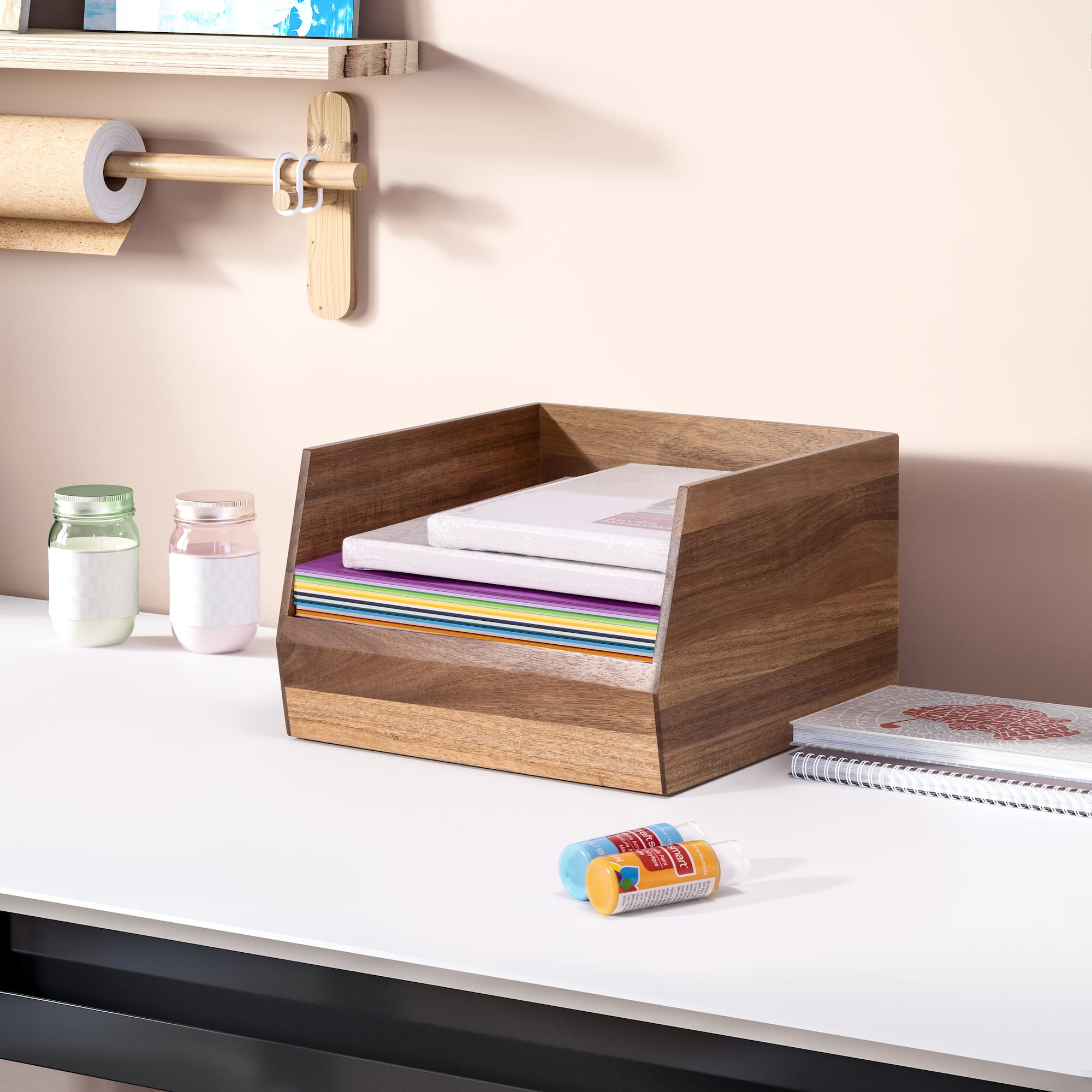 Seville Classics Large Acacia Wood Stacking Tray